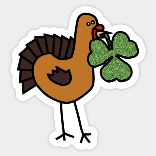 Thanksgiving Turkey with Shamrock for St Patricks Day Sticker